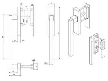 LATUS MG2146 - Bronze pull handle for sliding windows by Fama International - view 3